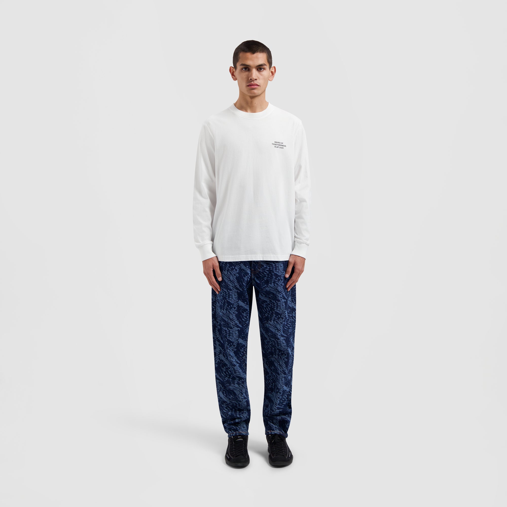 Water AOP Denim Pants - Blue