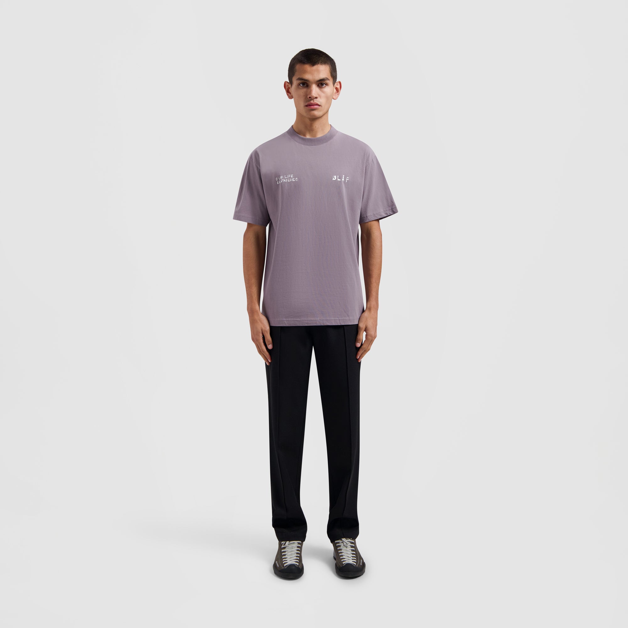 Dual Logo Tee - Stone Grey
