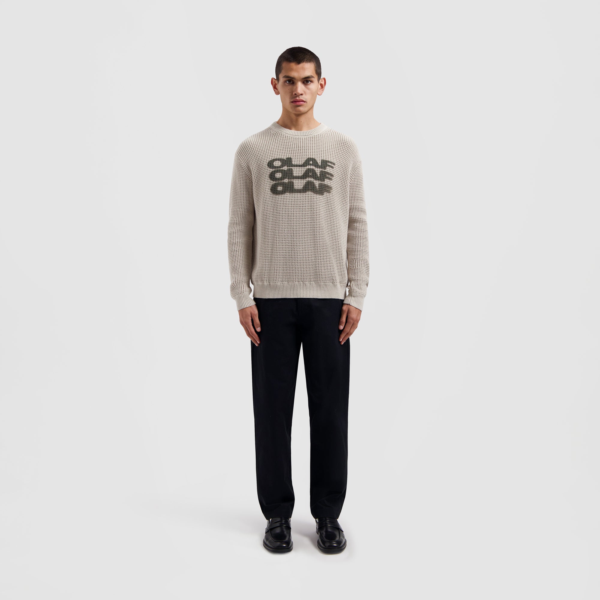 Drift Waffle Knit Crewneck - Cement
