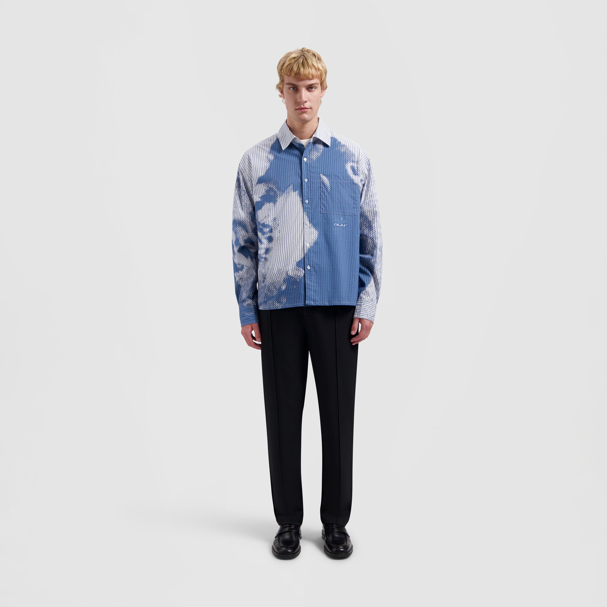Diver Stripe Boxy Shirt - Mid Blue / Navy