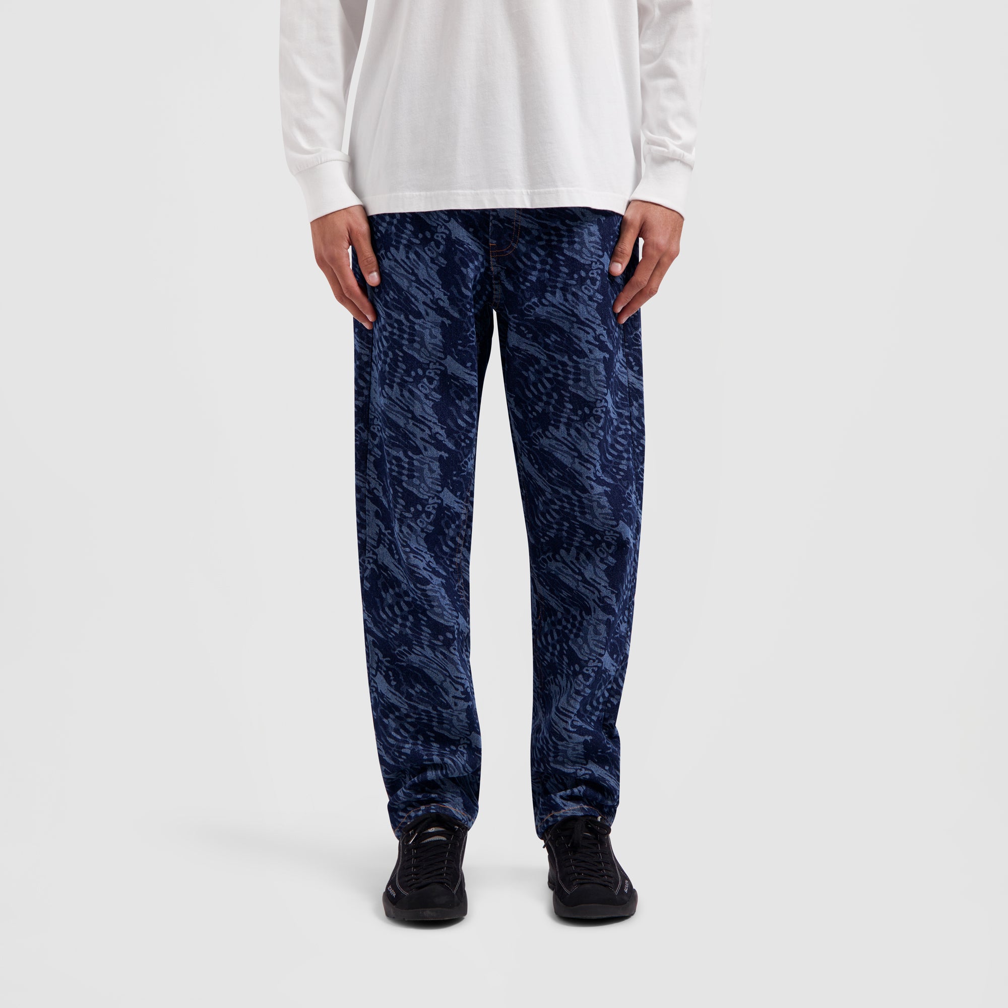 Water AOP Denim Pants - Blue