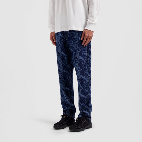 Water AOP Denim Pants - Blue