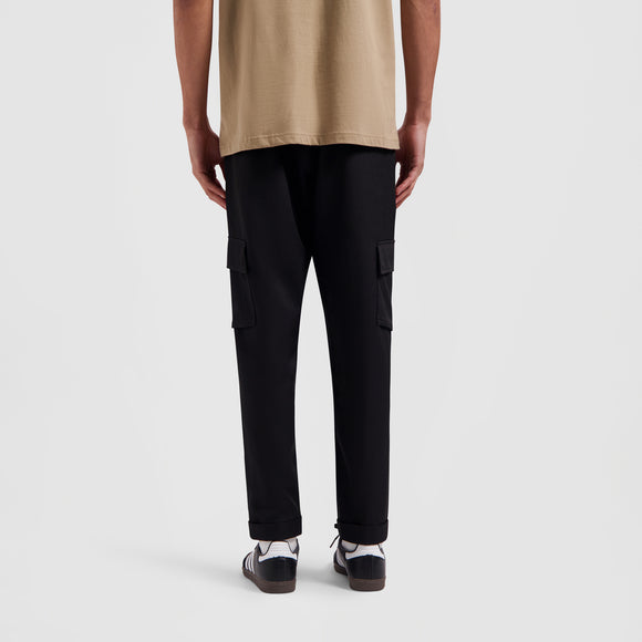 Slim Elasticated Cargo Trousers - Black