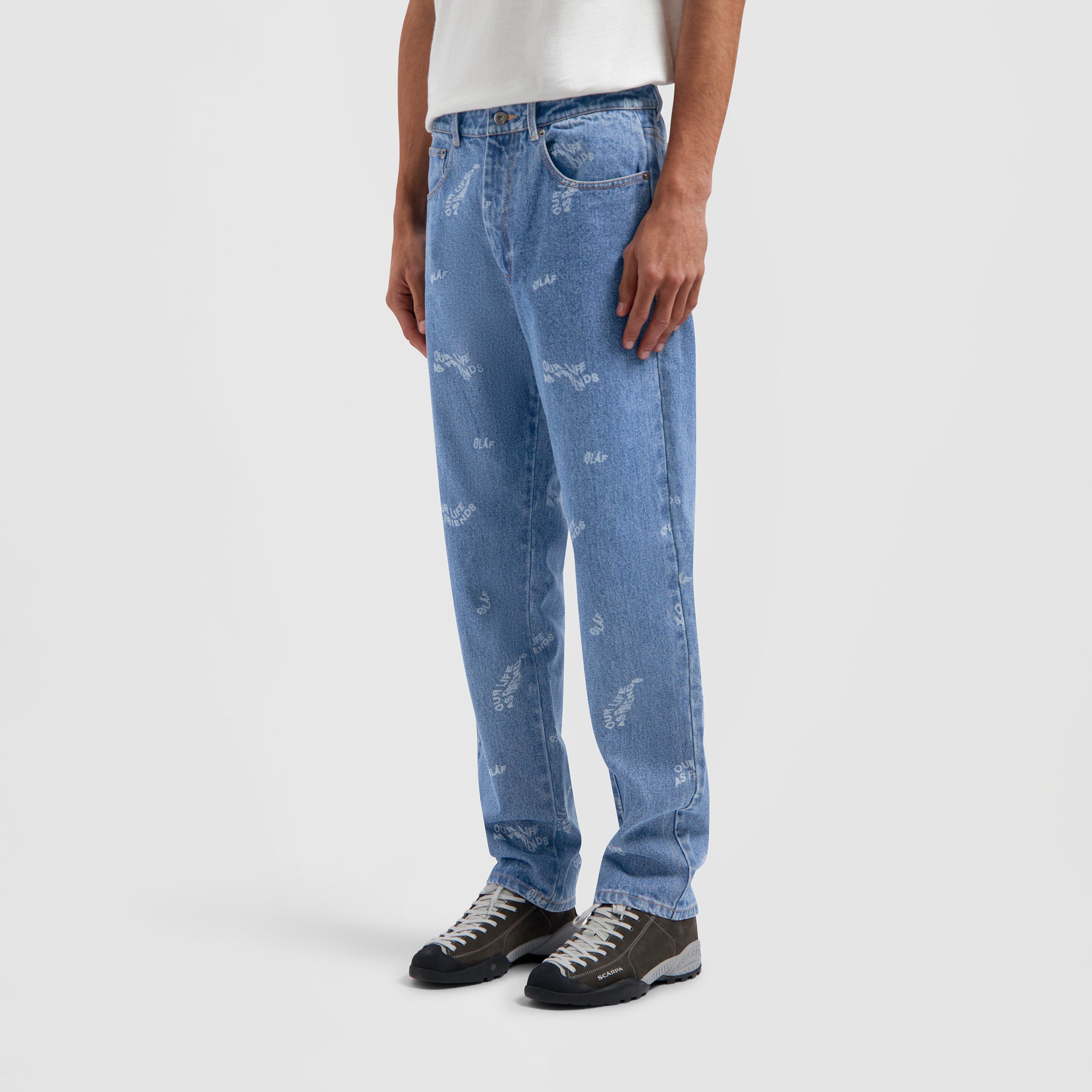 Wavy AOP Denim Pants - Light Denim