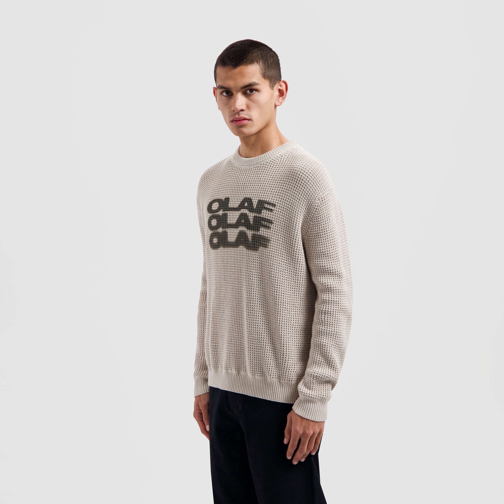Drift Waffle Knit Crewneck - Cement