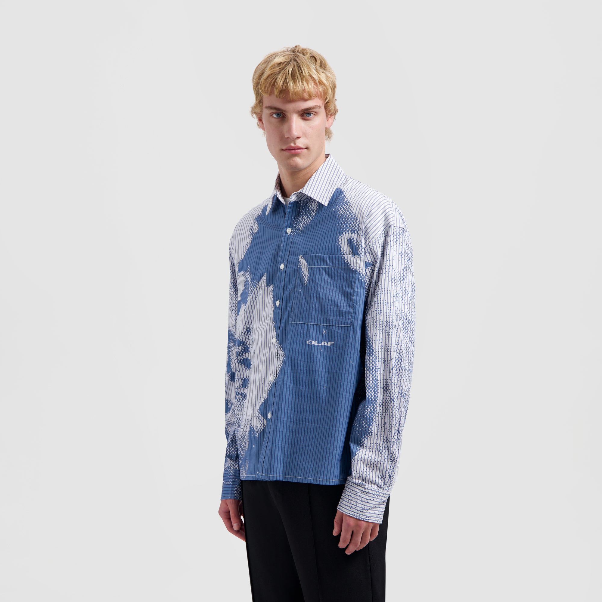 Diver Stripe Boxy Shirt - Mid Blue / Navy