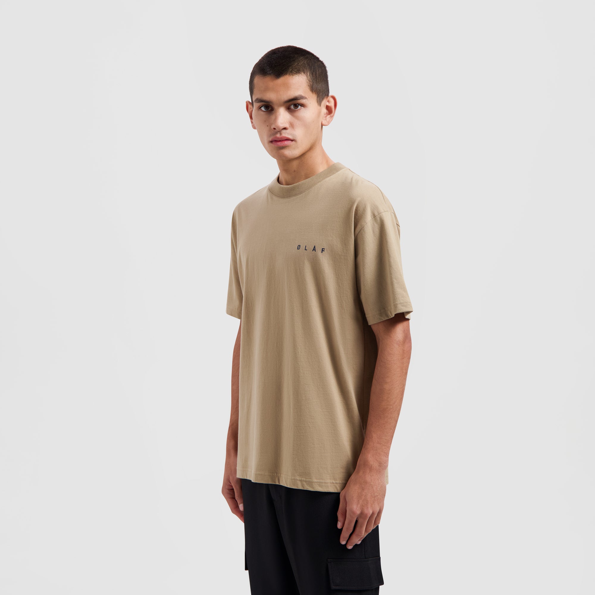 Pixelated Face Tee - Tan Brown