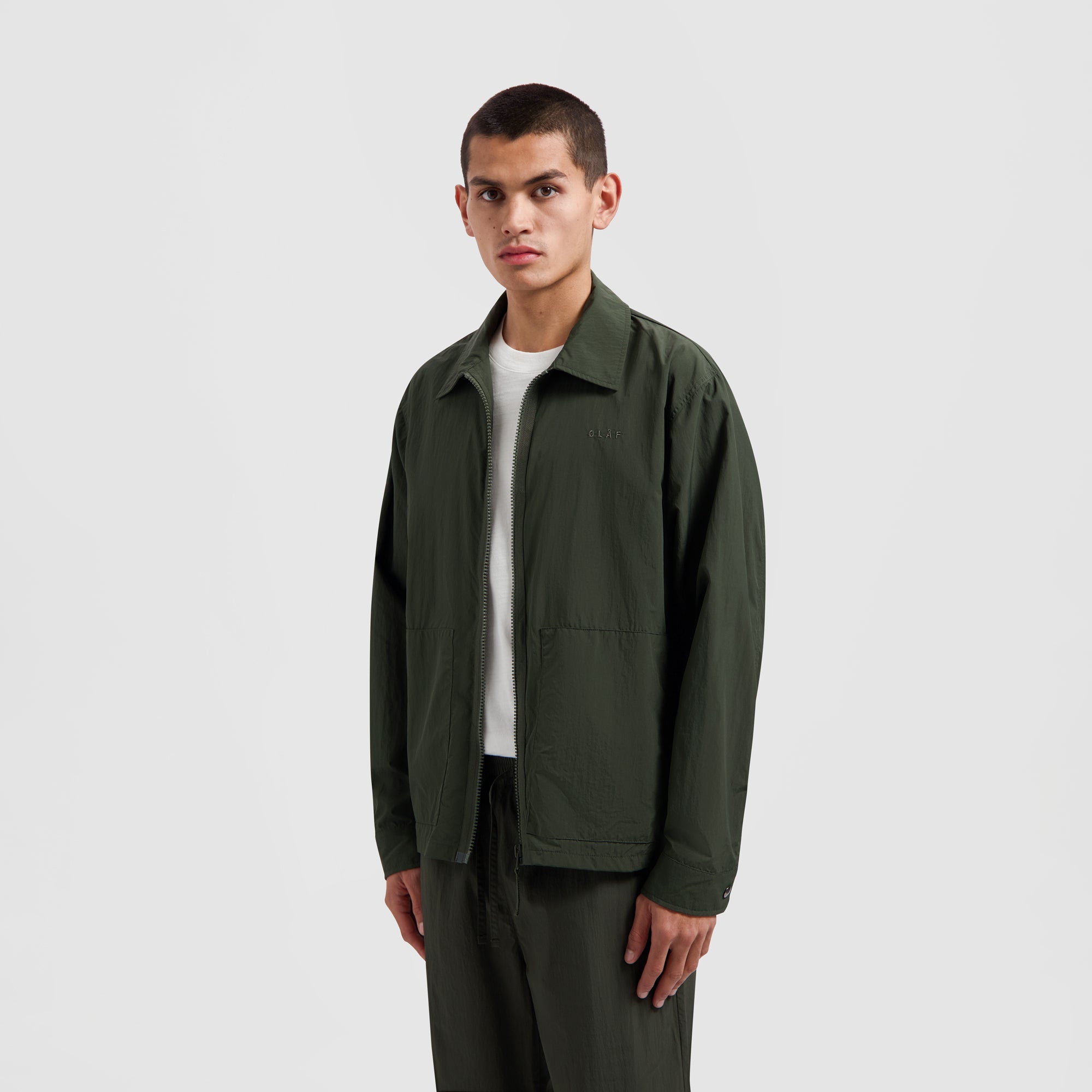Nylon Zip Jacket - Pewter Green