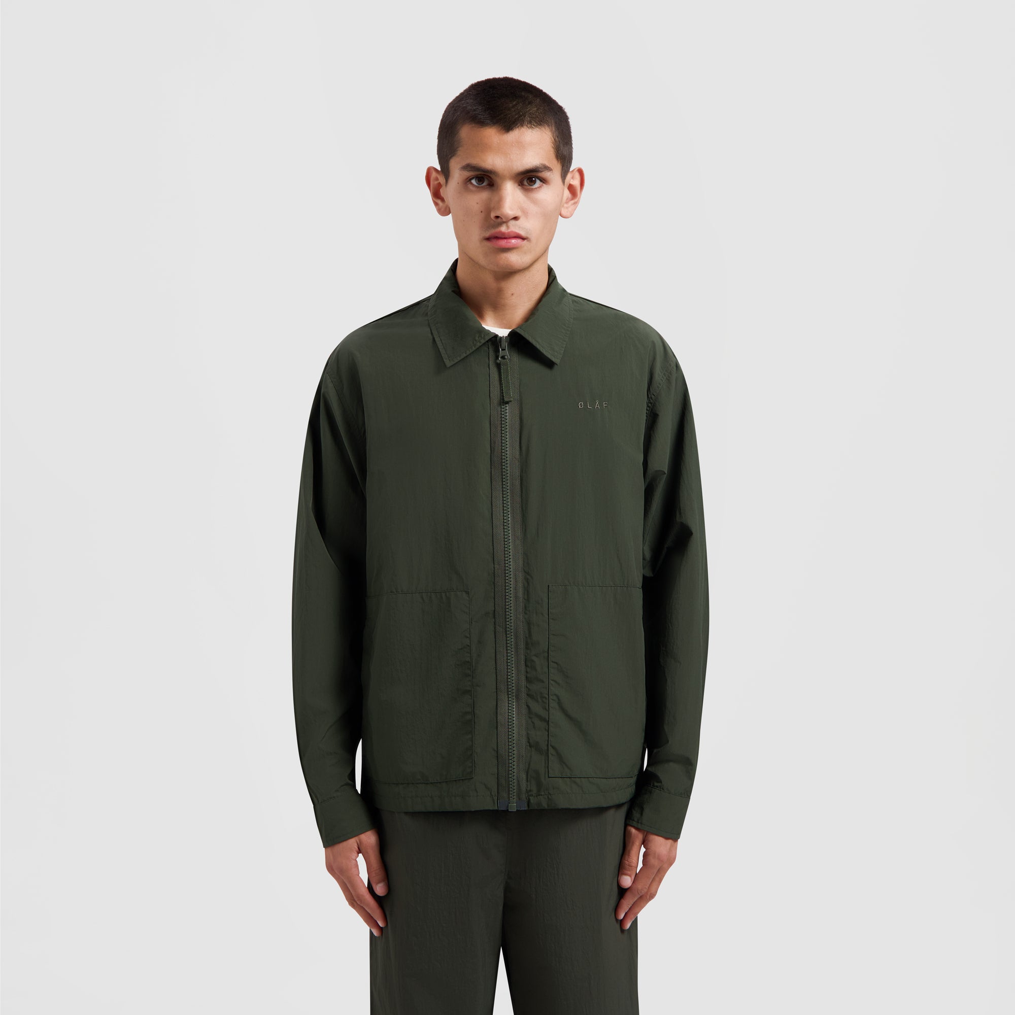 Nylon Zip Jacket - Pewter Green