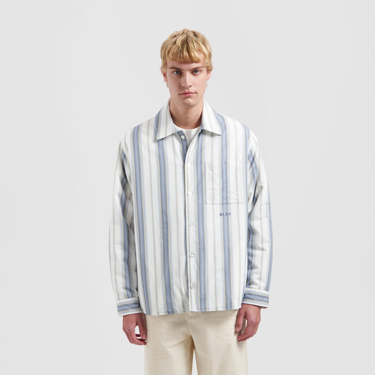 PADDED STRIPE OVERSHIRT | WHITE / BLUE