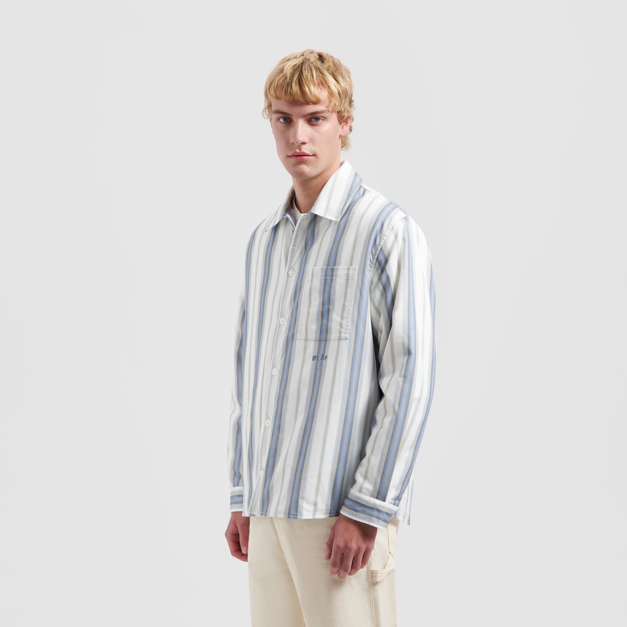 Stripe Padded Overshirt - White / Blue