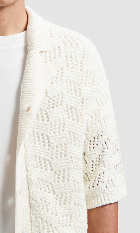Check Knitted SS Shirt - Off White