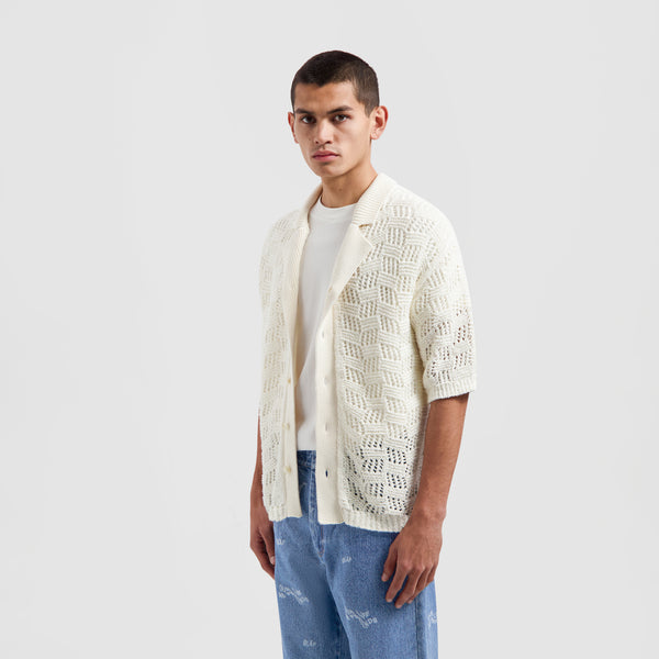 Check Knitted SS Shirt - Off White
