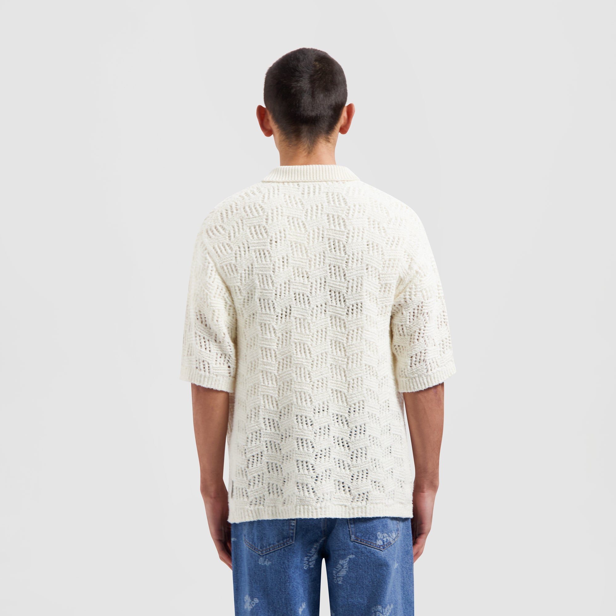 Check Knitted SS Shirt - Off White