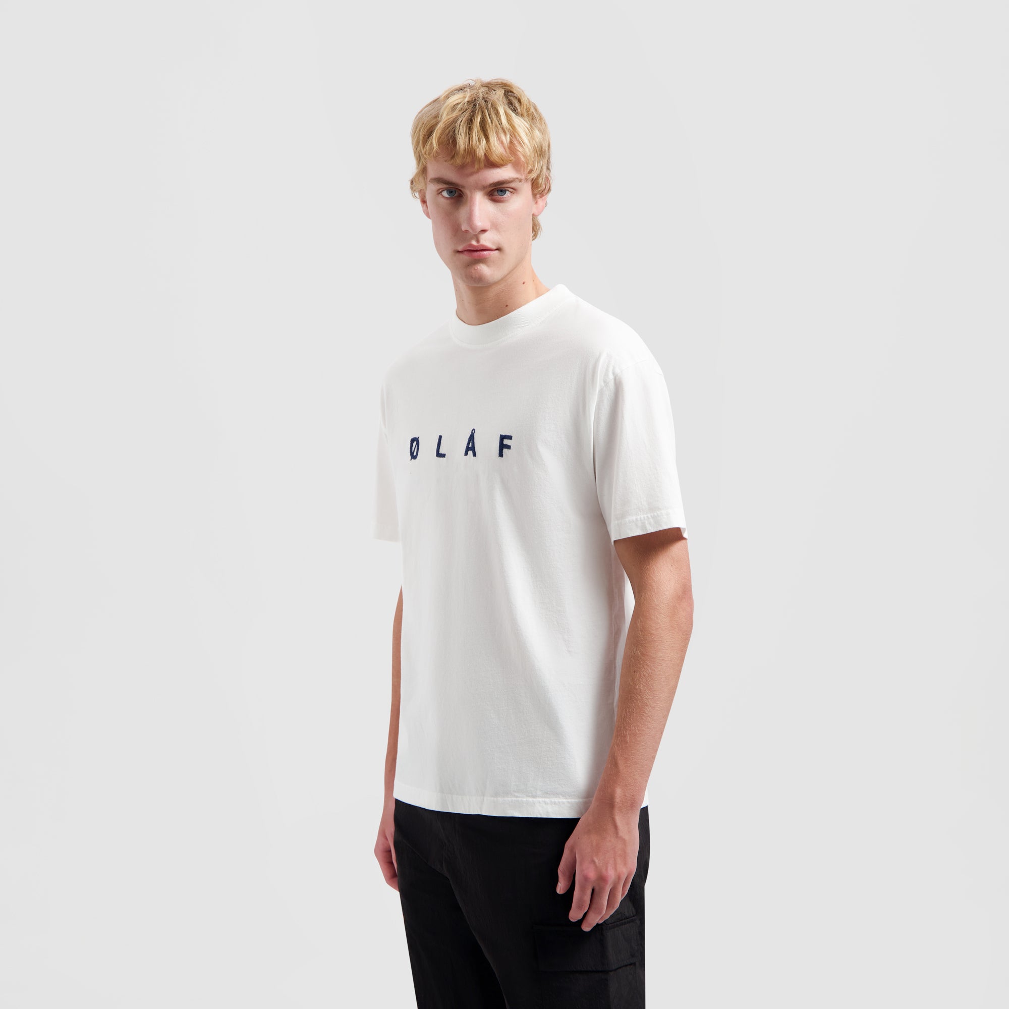 Sans Embroidered Tee - Optical White