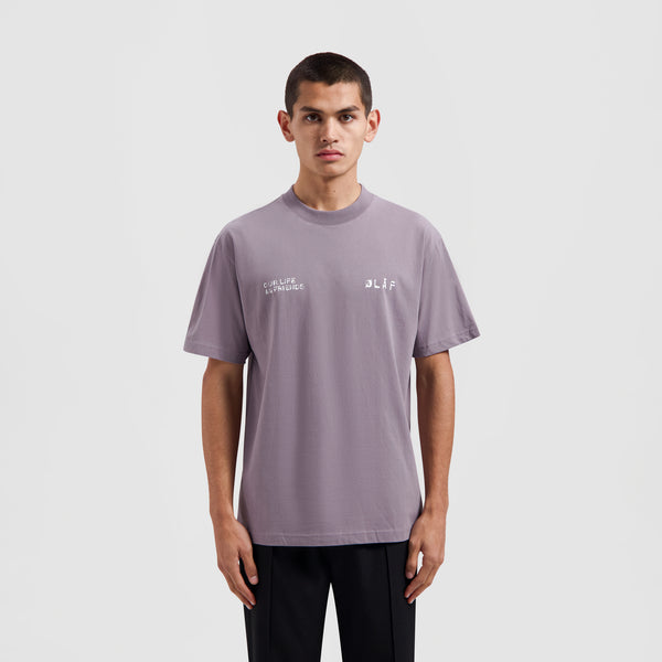 Dual Logo Tee - Stone Grey