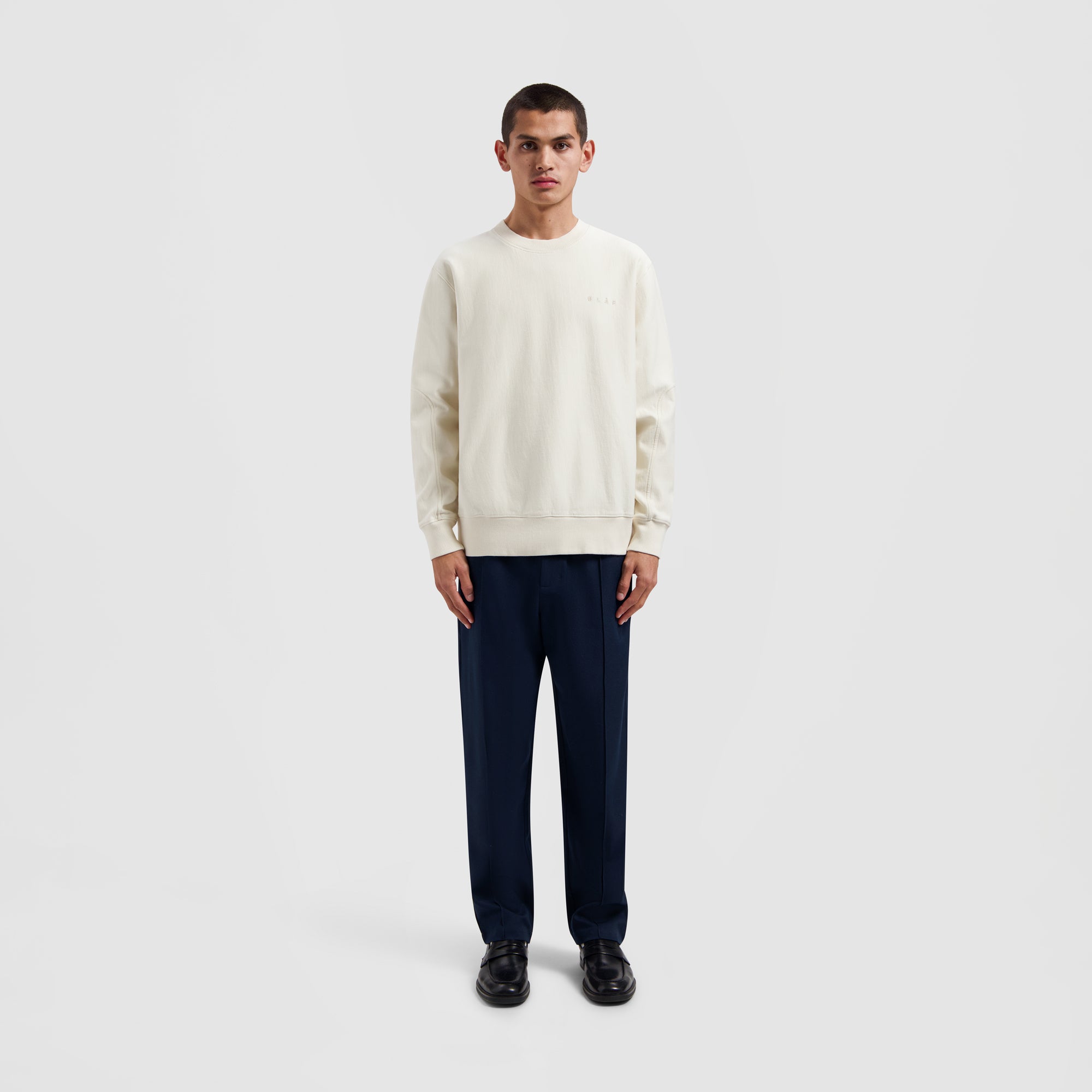 Face Chainstitch Crewneck - Off White