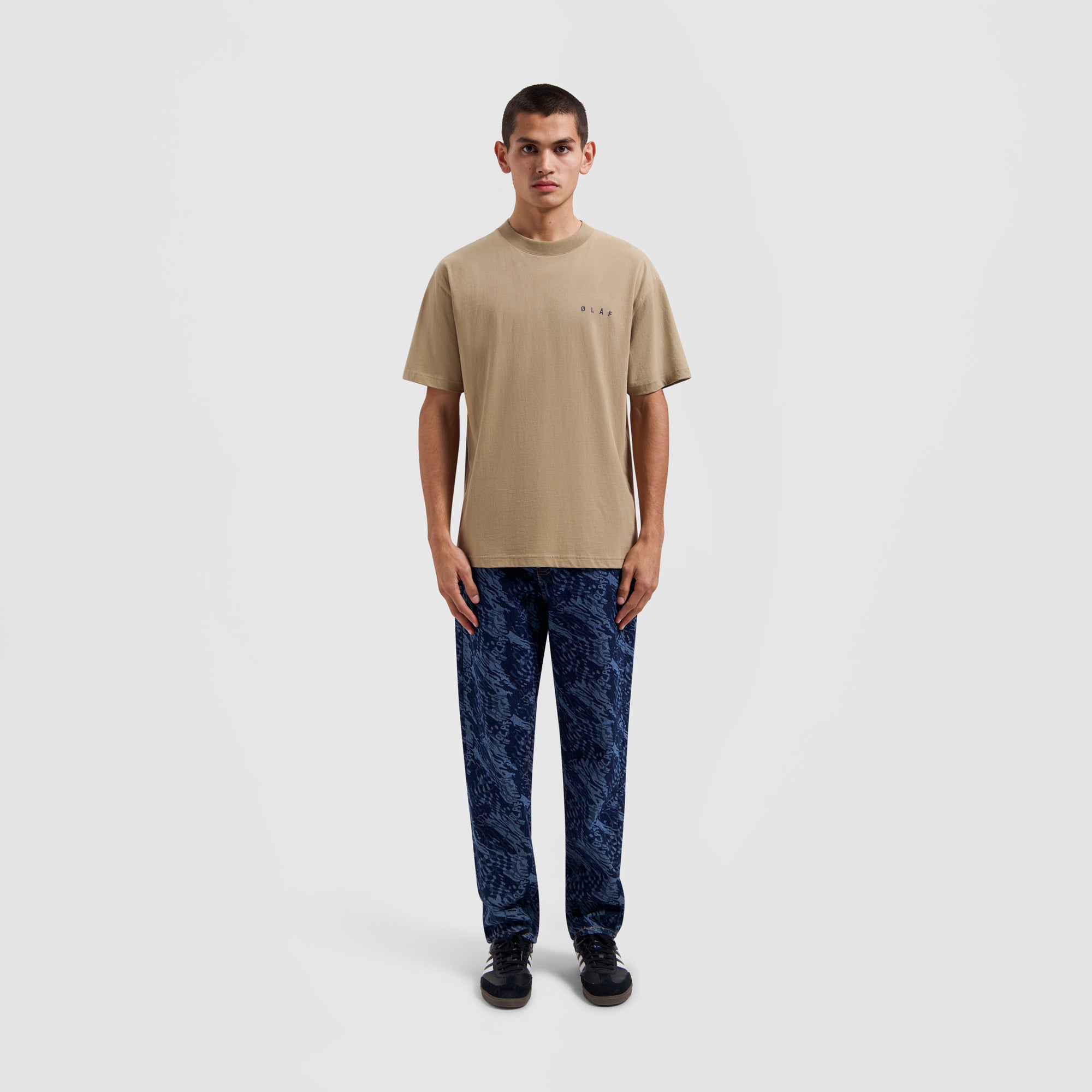 Pixelated Face Tee - Tan Brown