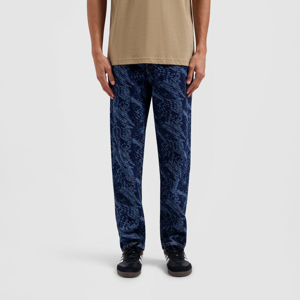 Water AOP Denim Pants - Blue