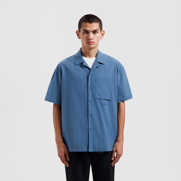 Cotton Linen SS Shirt - Ocean Blue