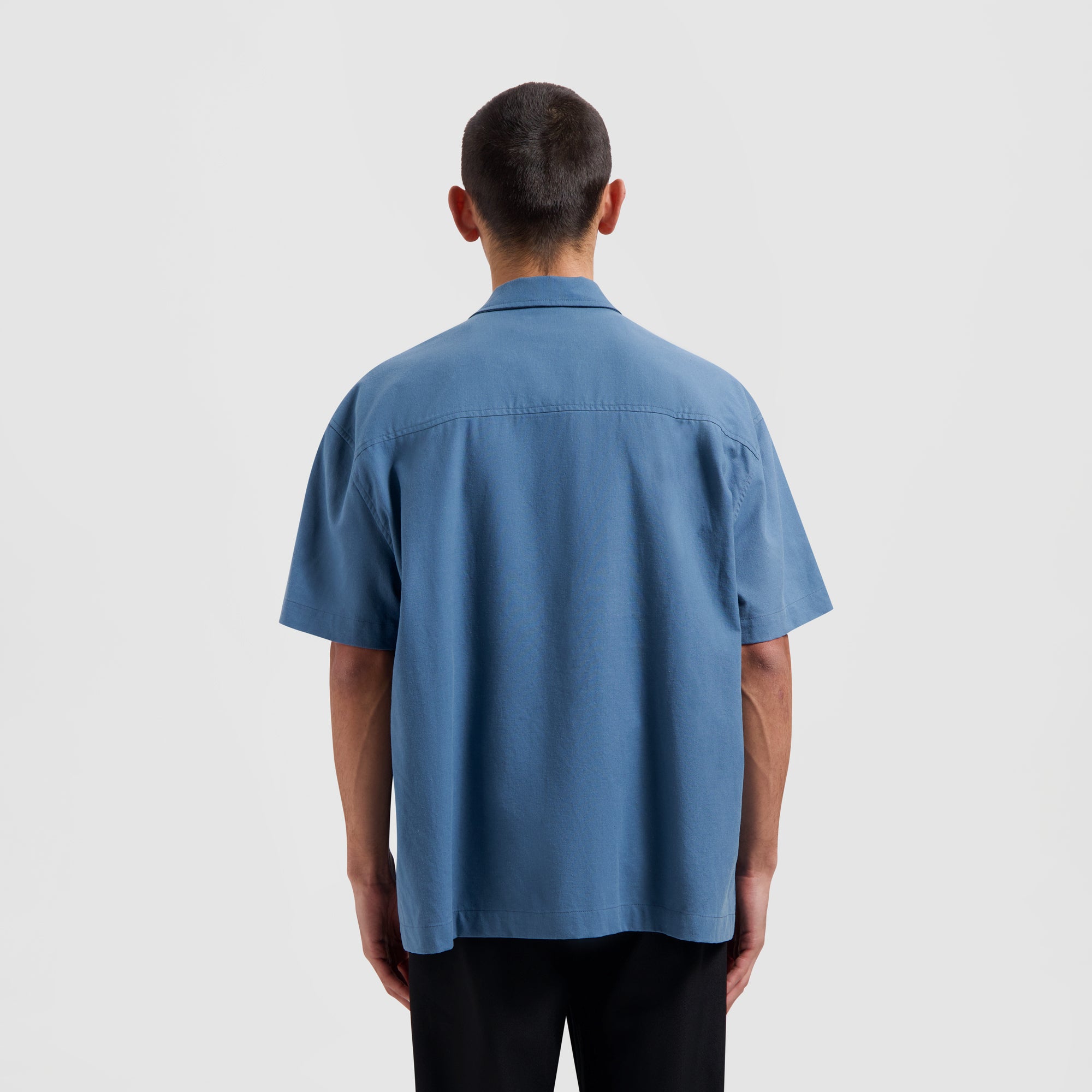 Cotton Linen SS Shirt - Ocean Blue