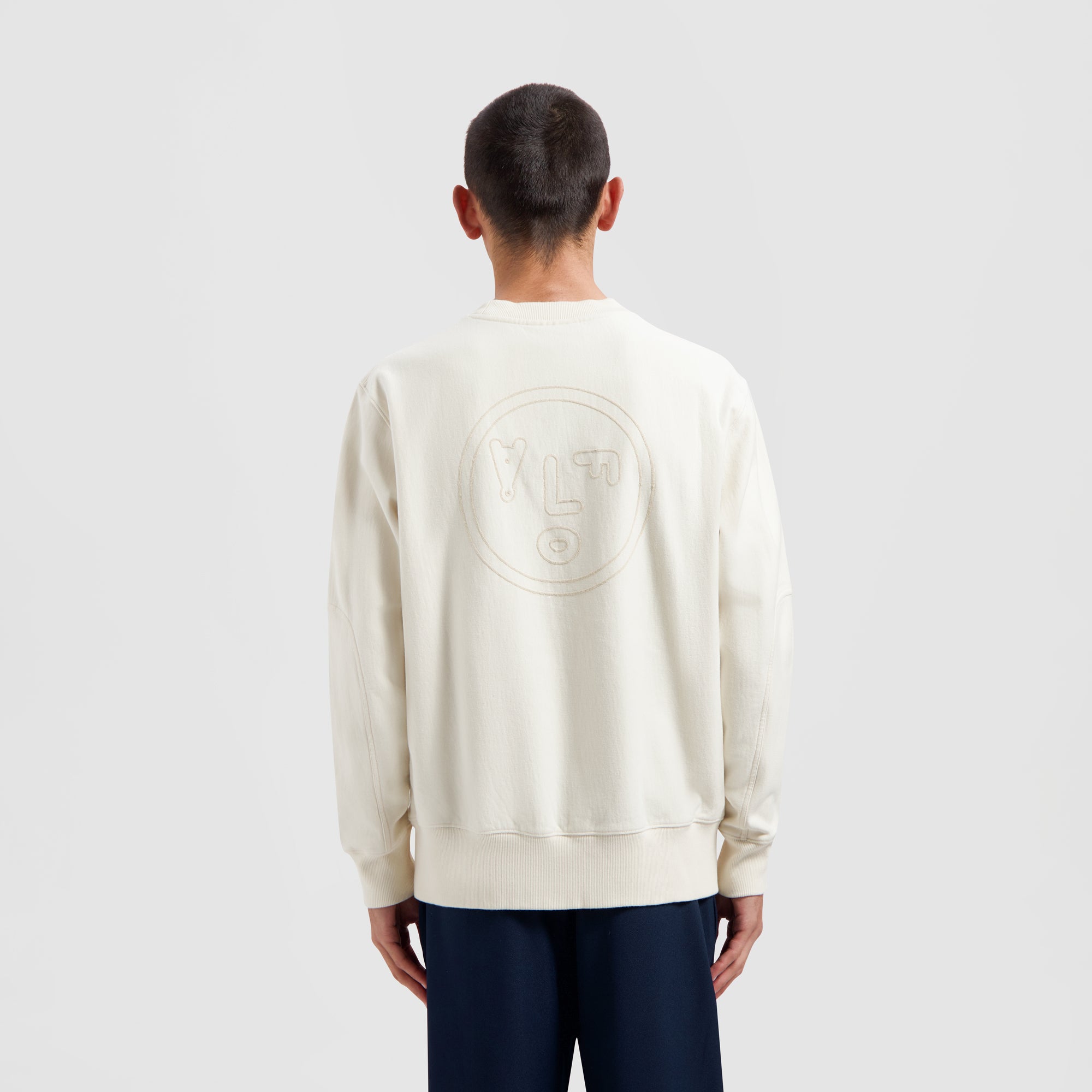 Face Chainstitch Crewneck - Off White