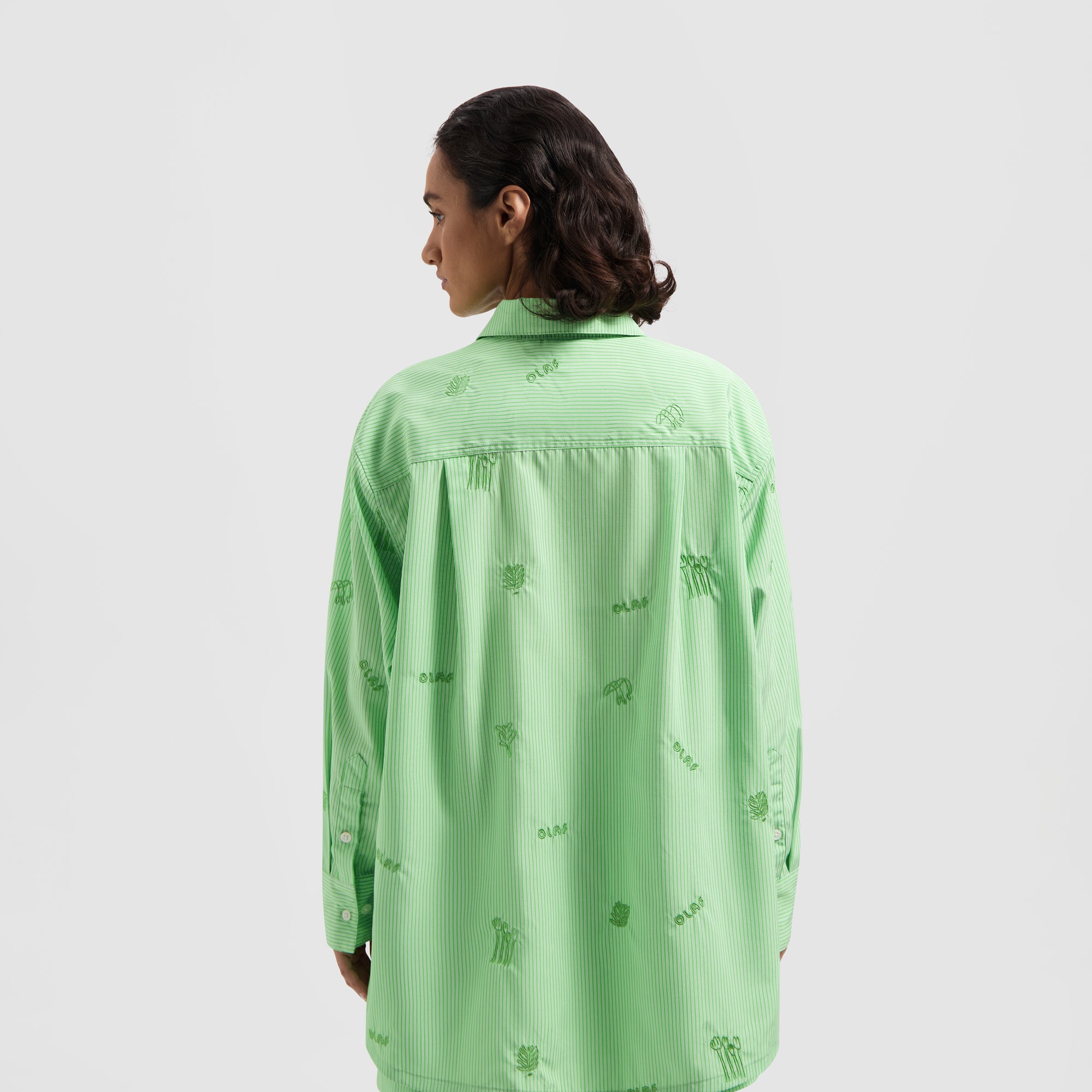 WMN Stripe Embro Shirt - Green