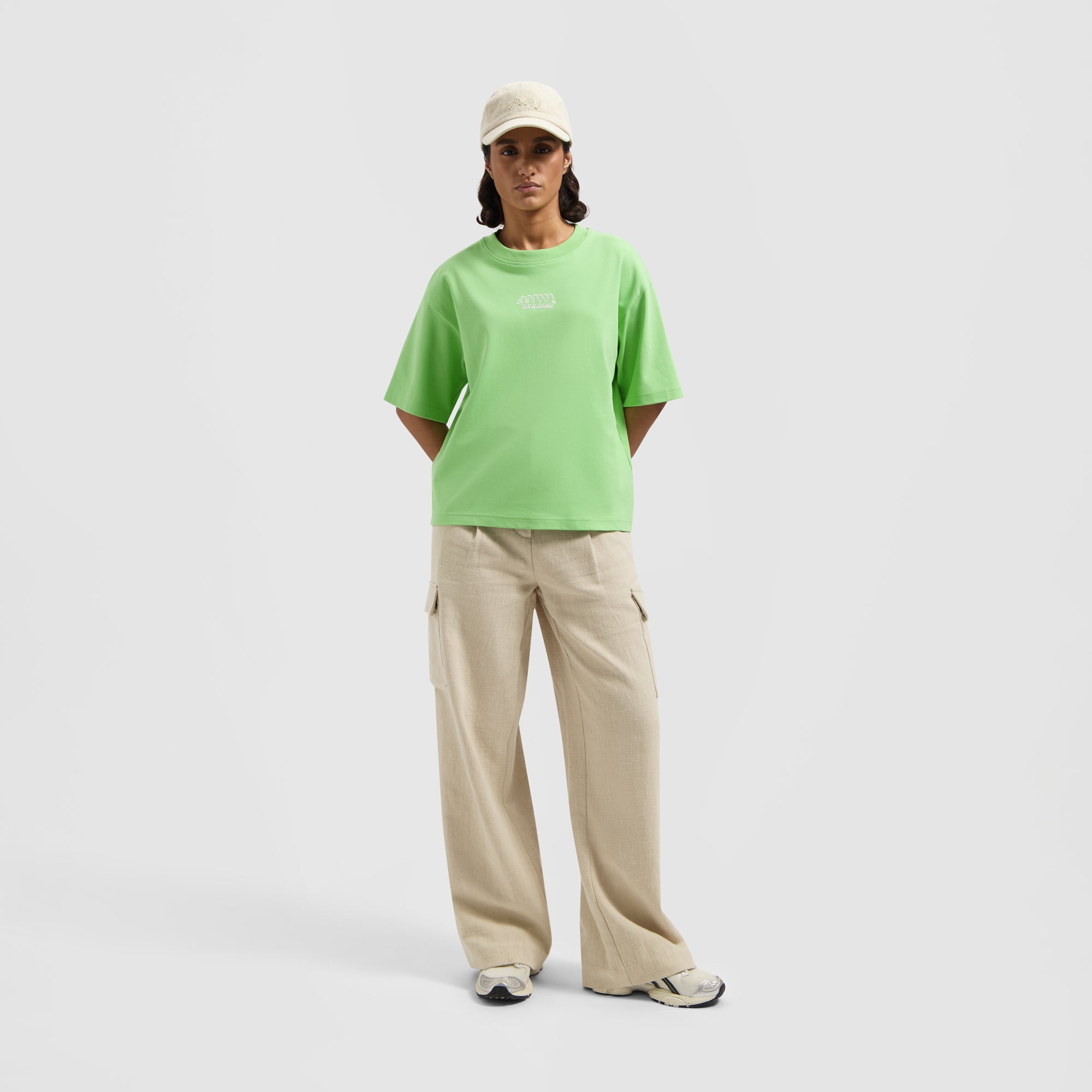 WMN Interlock Boxy Friends Tee - Meadow Green