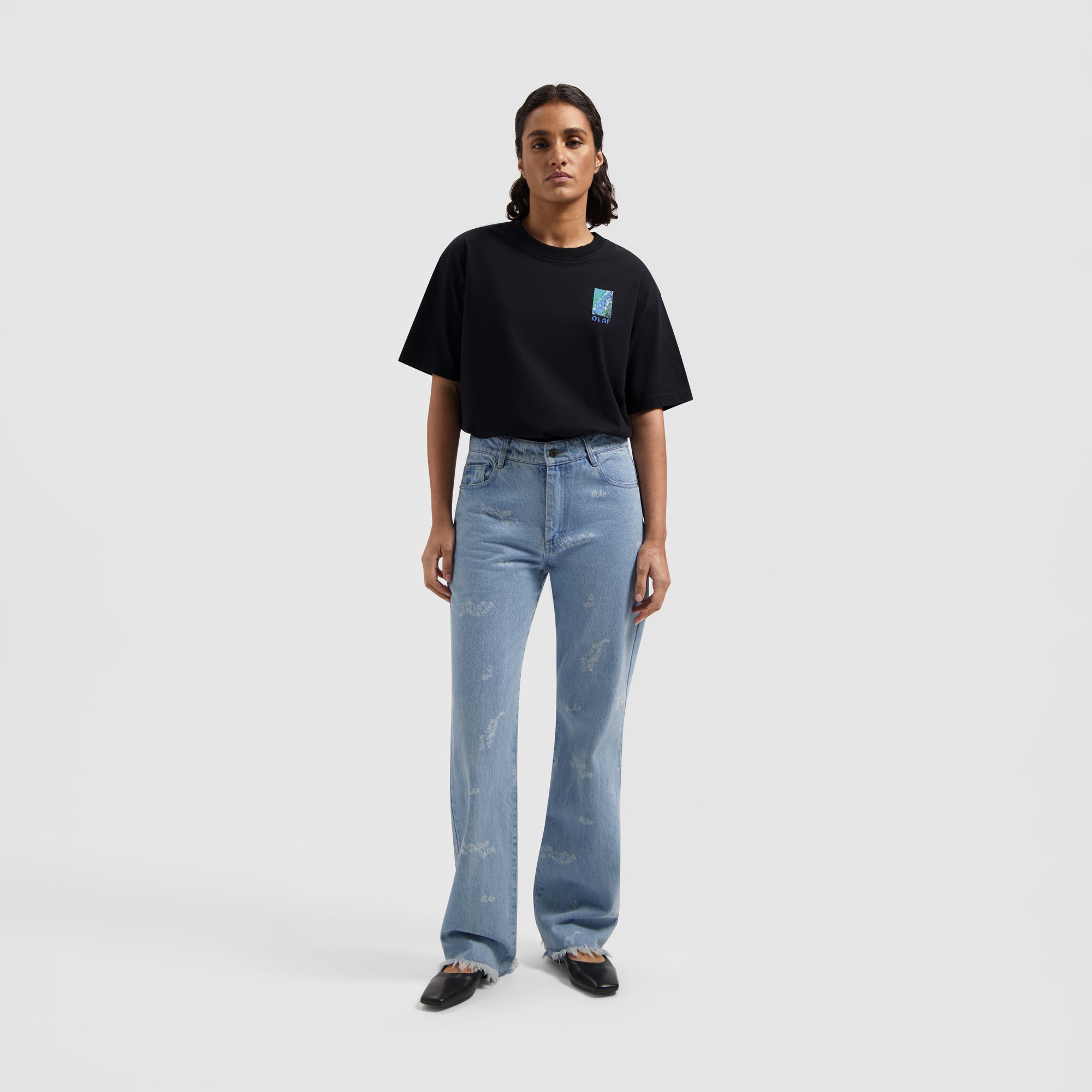WMN Wavy AOP Denim Pants - Light Denim