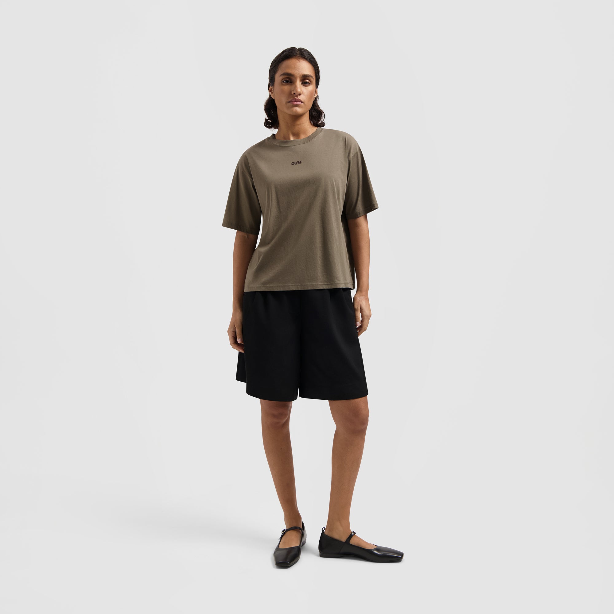 WMN Sheer Boxy Tee - Army Brown