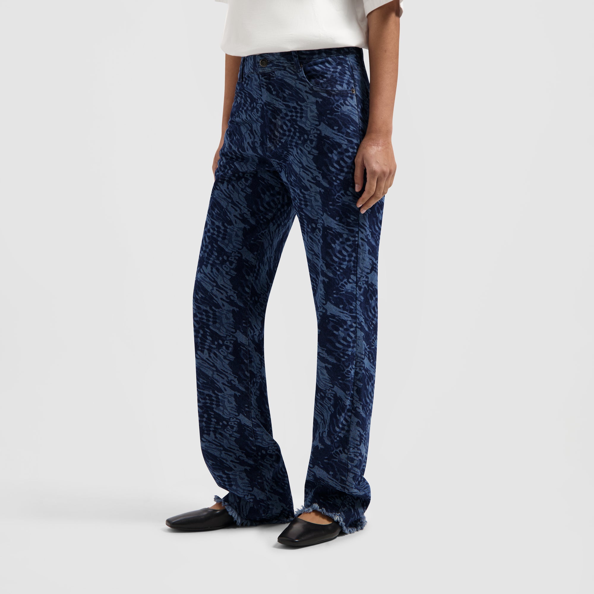 WMN Water AOP Denim Pants - Blue