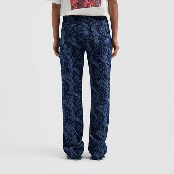 WMN Water AOP Denim Pants - Blue