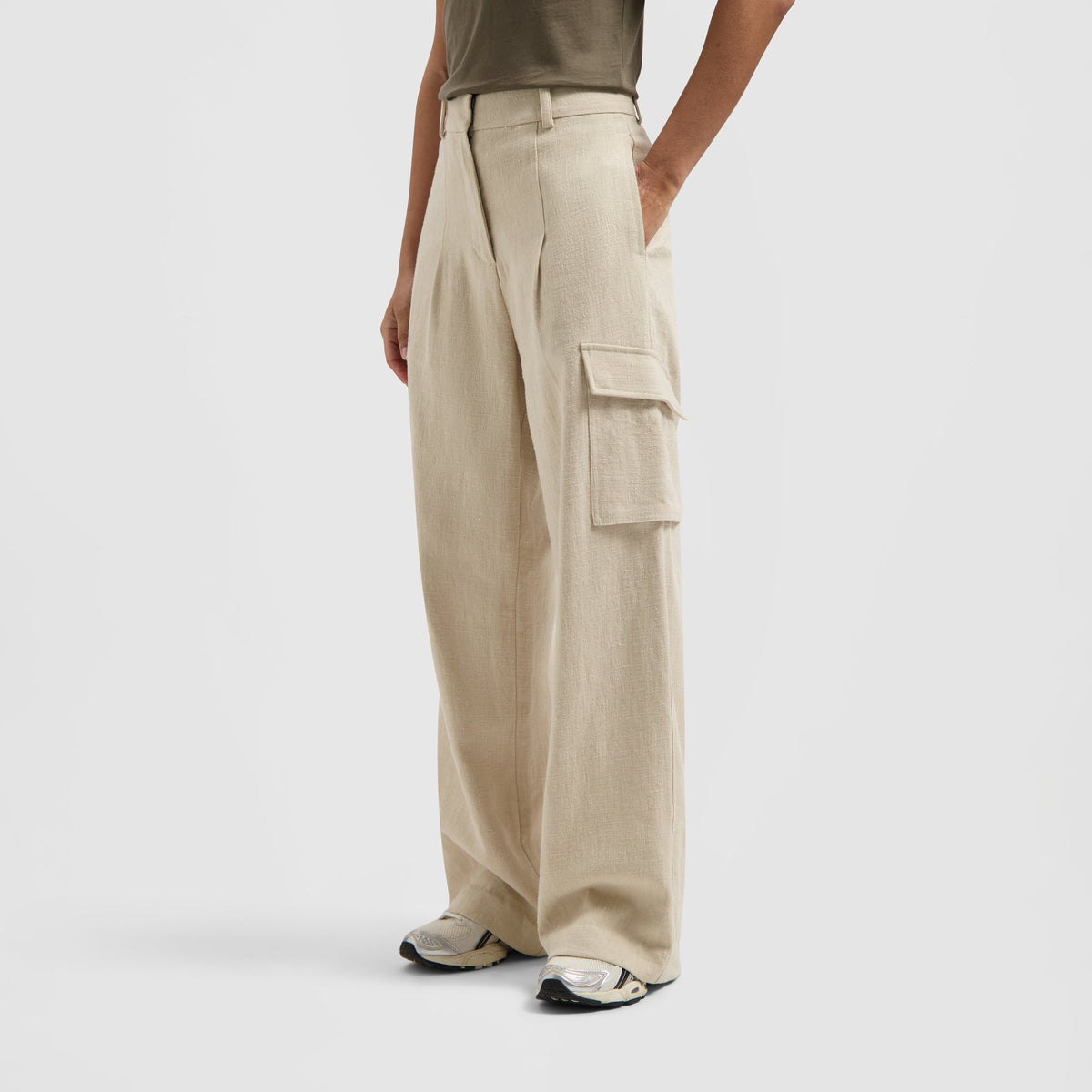 LINEN CARGO PANTS | OATMEAL