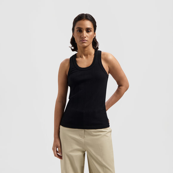 WMN Rib Tank Top - Black