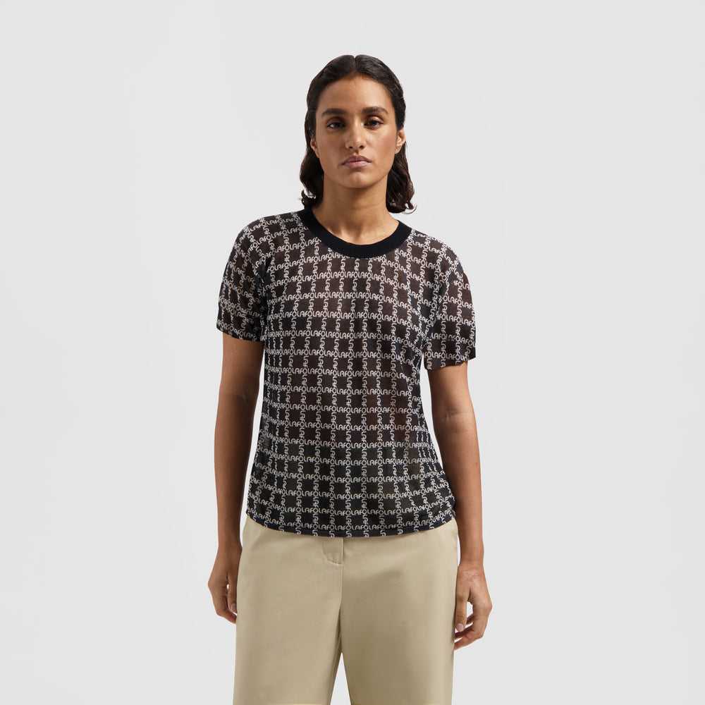 WMN Logo Knit Ringer Tee - Black