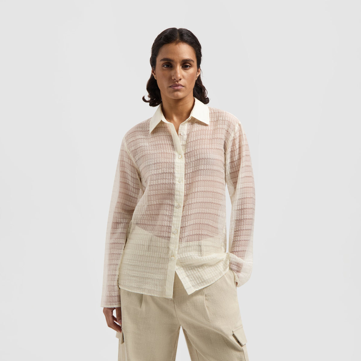 SHEER SLIM SHIRT | IVORY