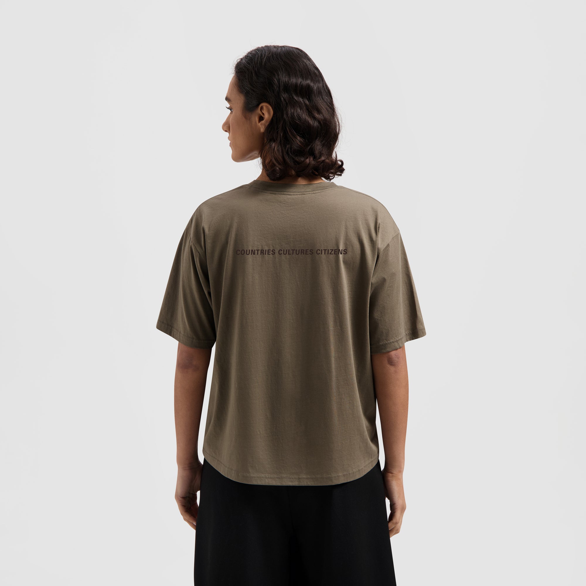 WMN Sheer Boxy Tee - Army Brown