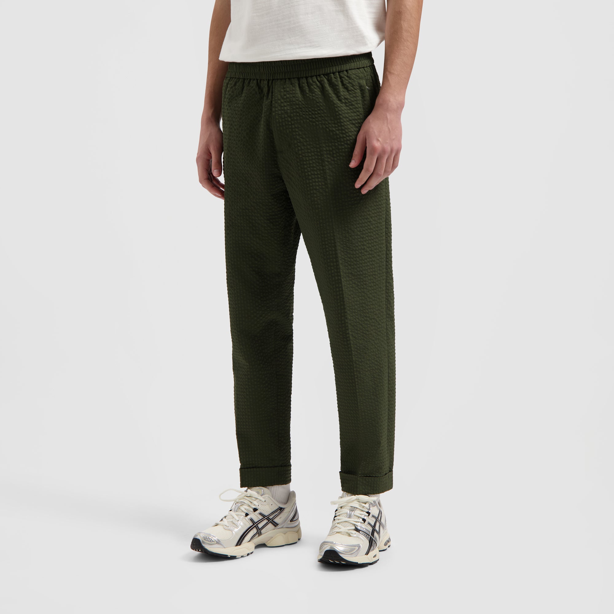 Seersucker Slim Pants - Dark Green