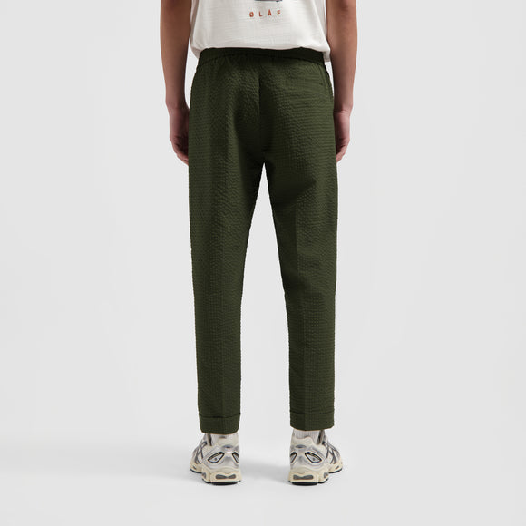 Seersucker Slim Pants - Dark Green