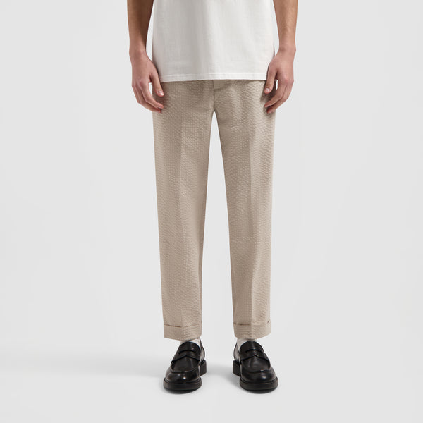 Seersucker Slim Pants - Cement