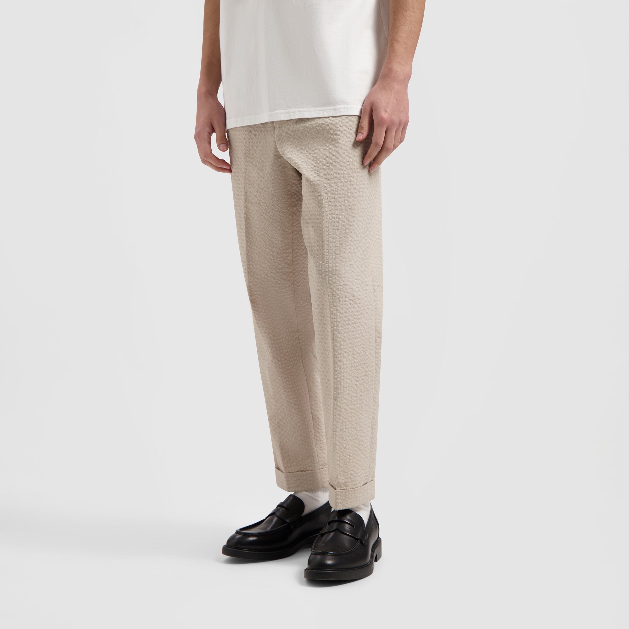 Seersucker Slim Pants - Cement