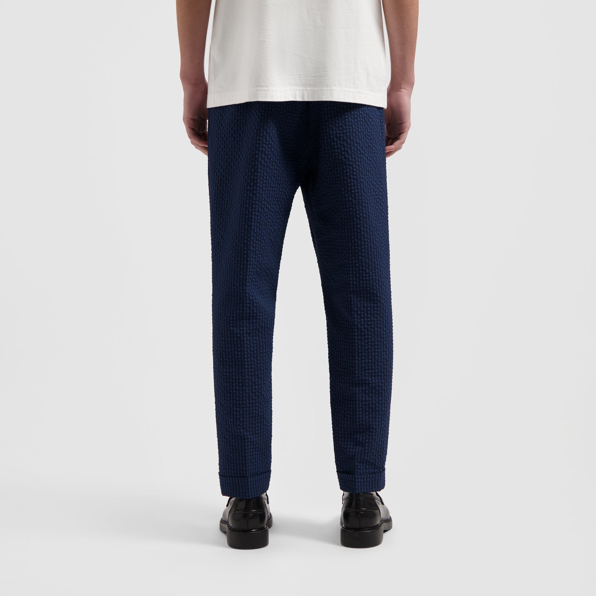 Seersucker Slim Pants - Navy