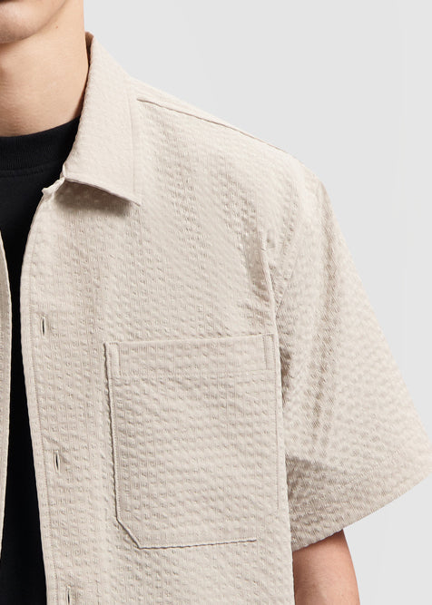 Seersucker Shirt SS - Cement