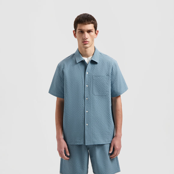 Seersucker Shirt SS - Storm Blue