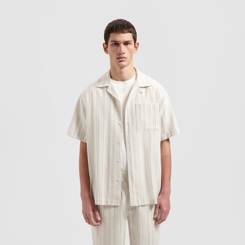 Stripe Shirt SS - Brown / White