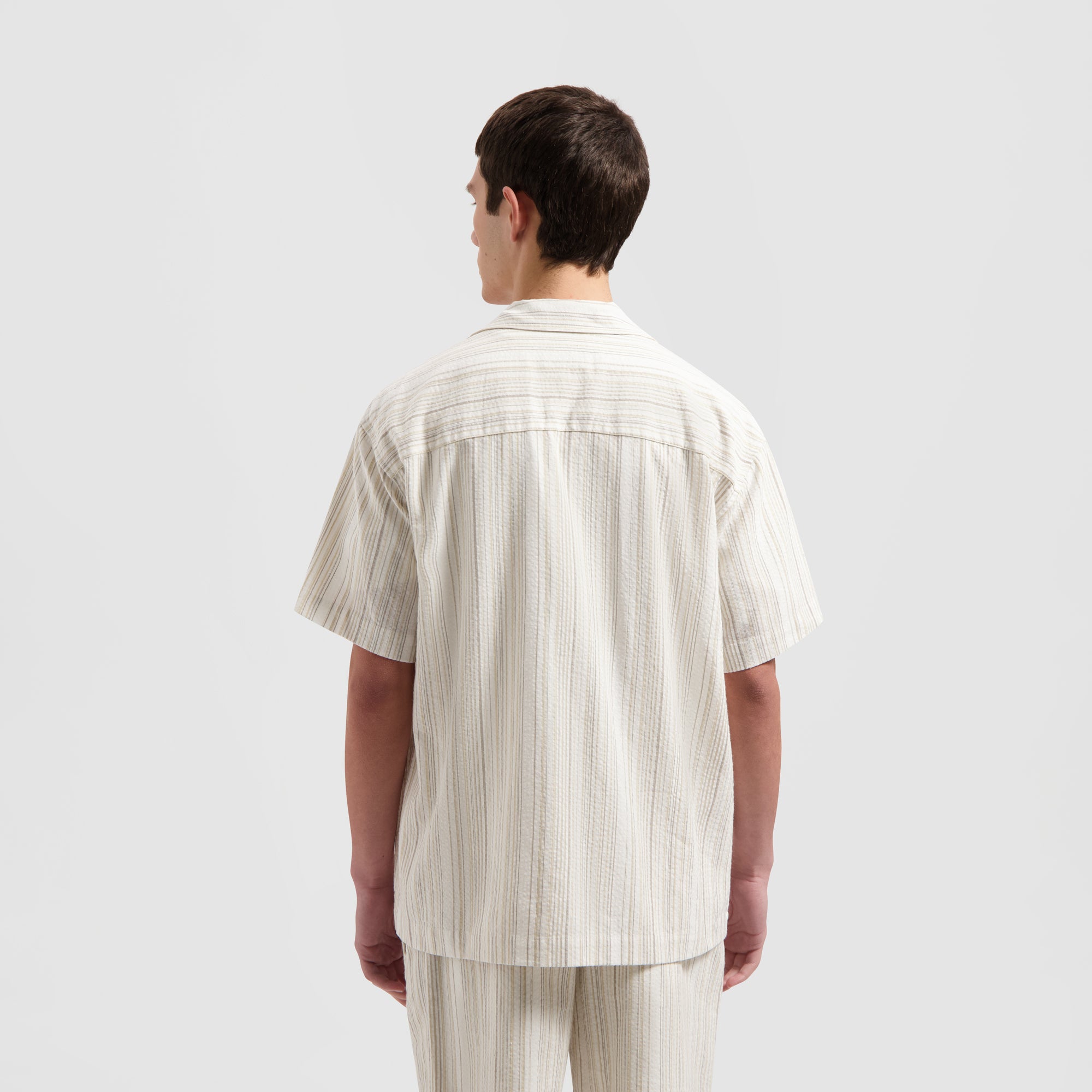 Stripe Shirt SS - Brown / White