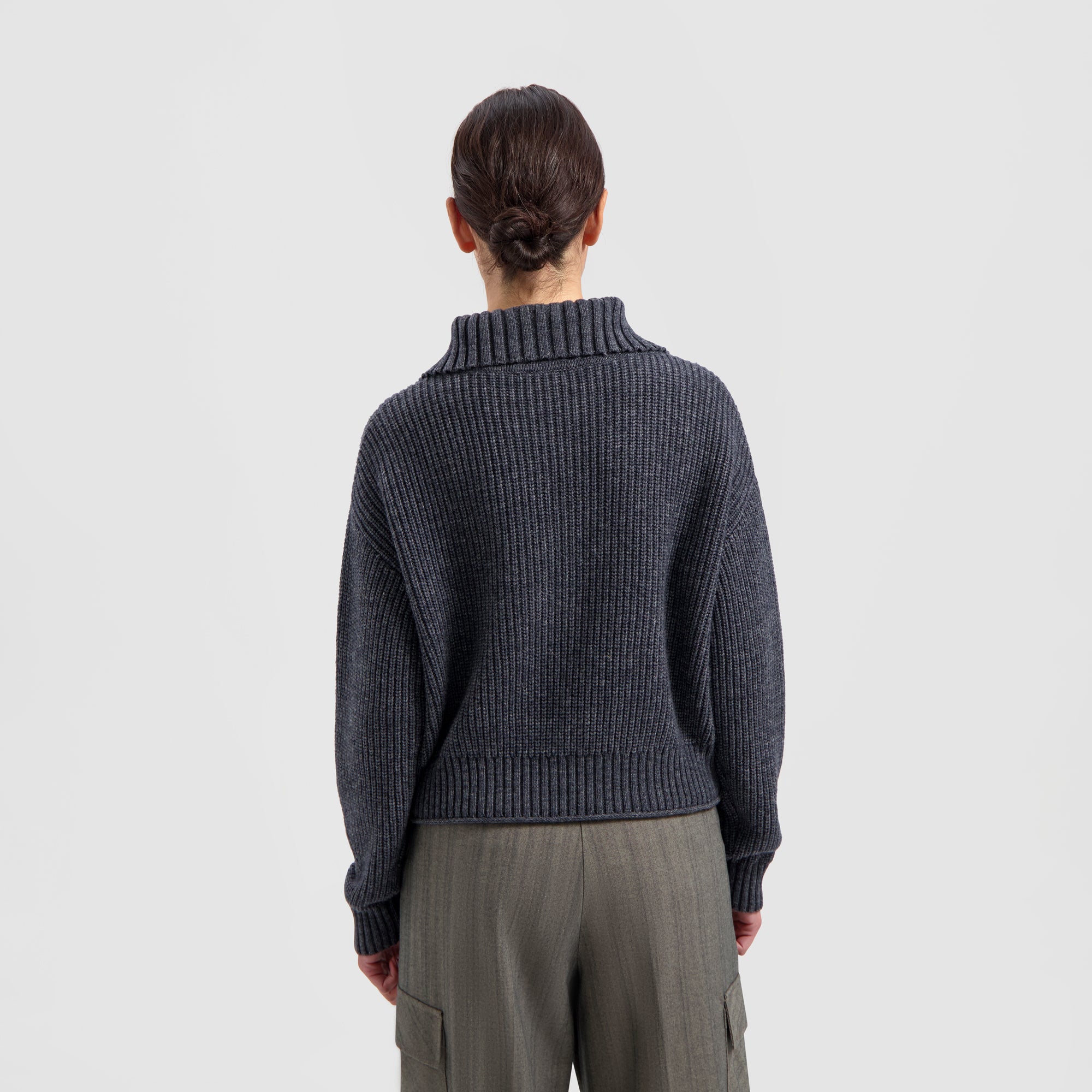 Merino Half Zip Knit - Dark Grey