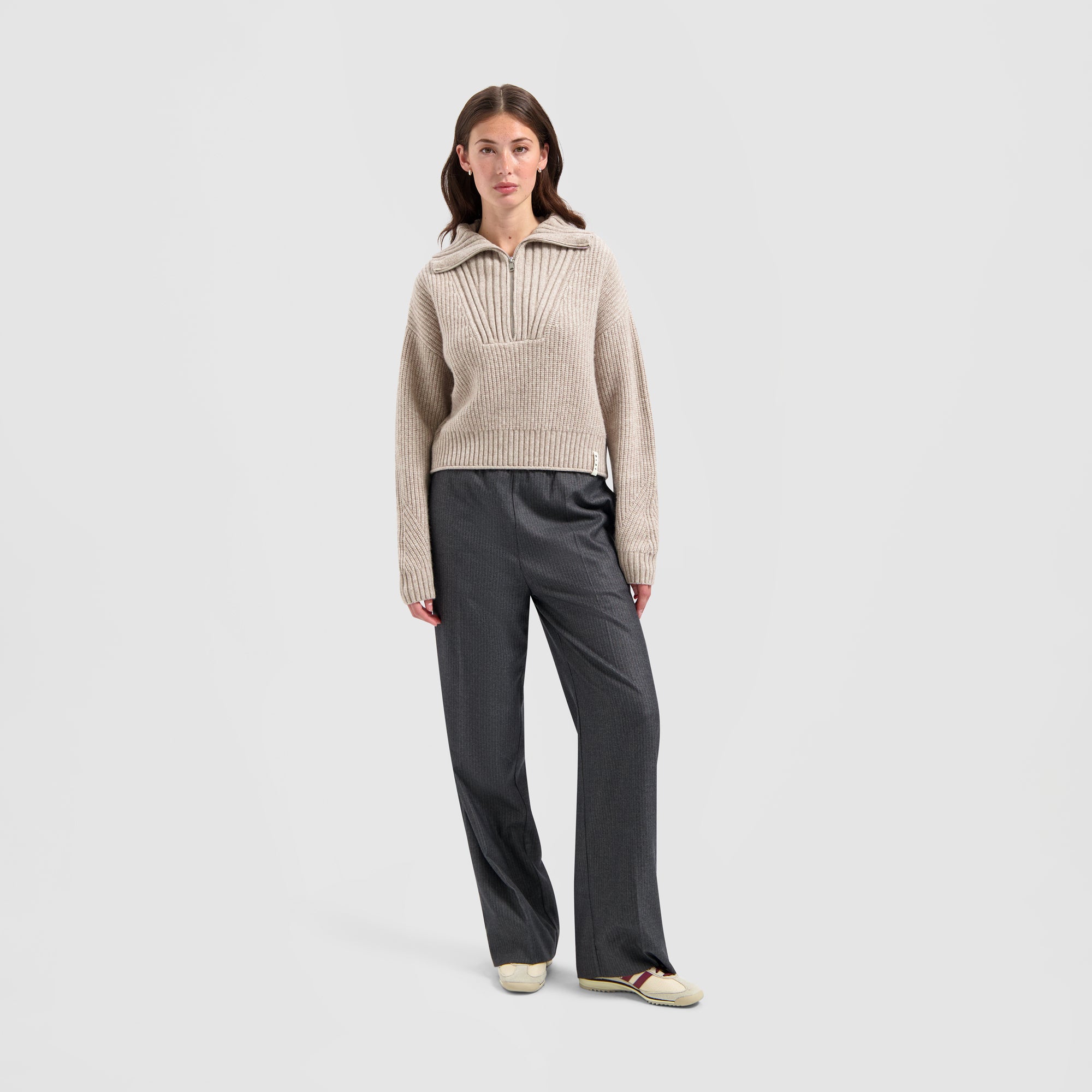Merino Half Zip Knit - Oatmeal