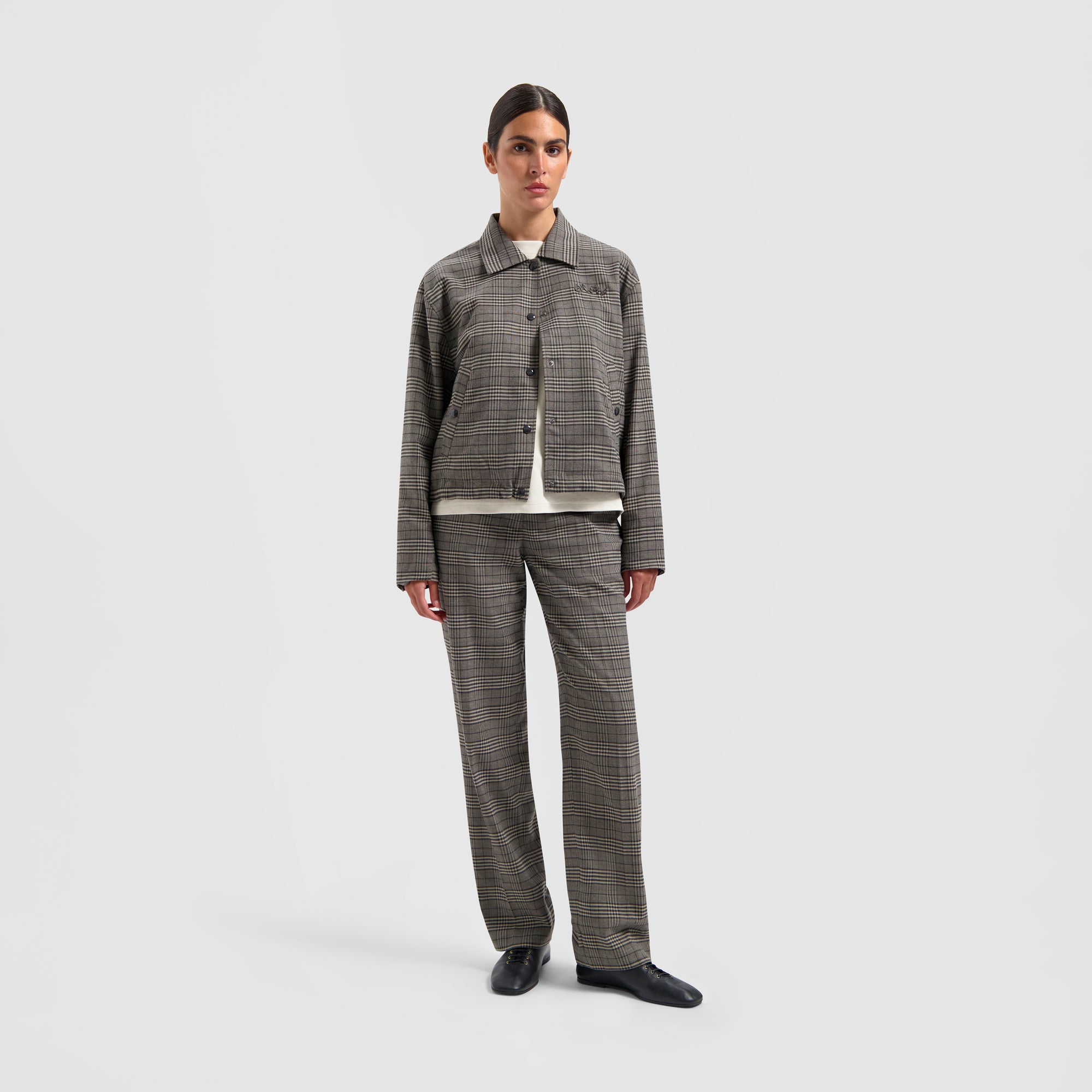 Check Cropped Jacket - Grey