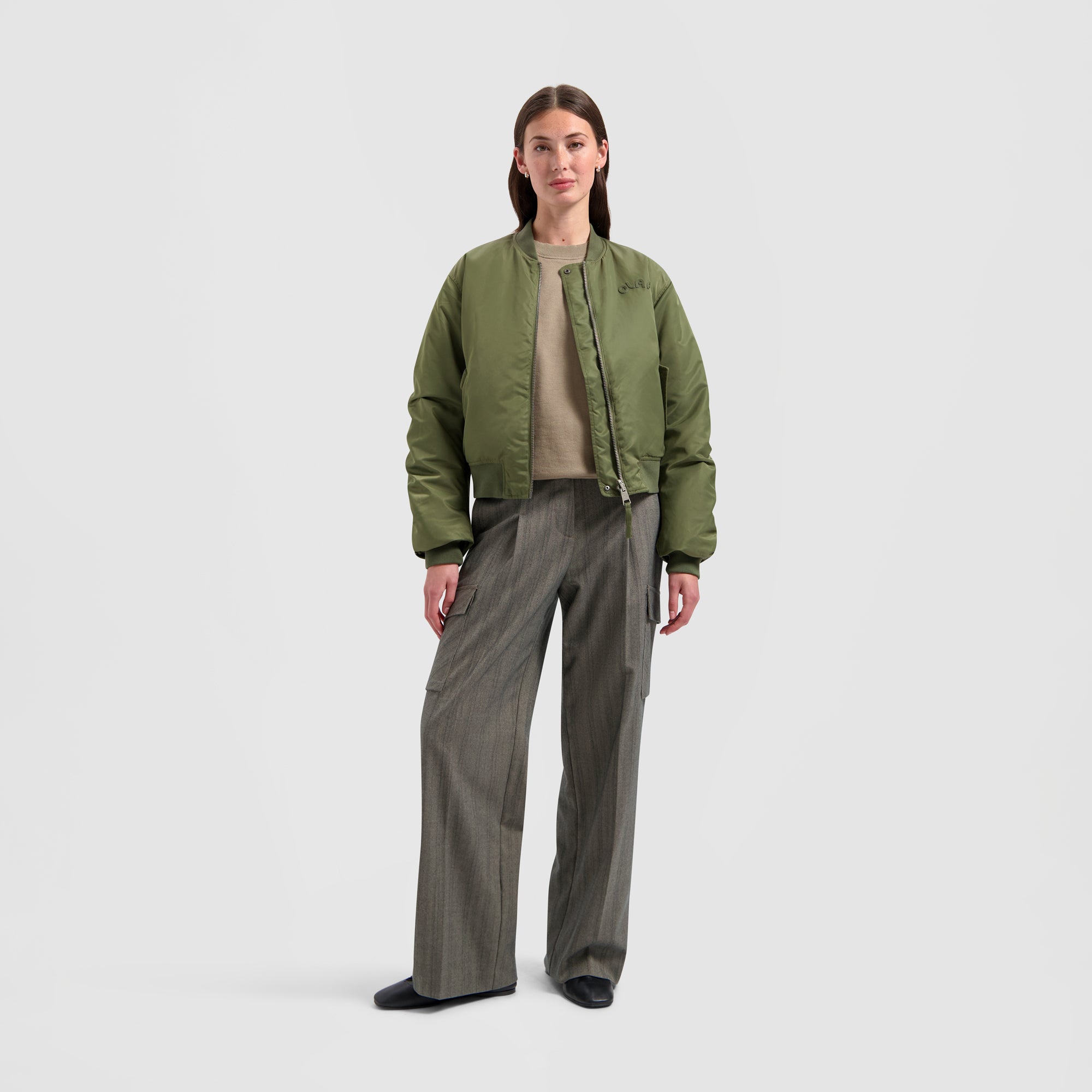 Reversible Bomber Jacket - Olive Green